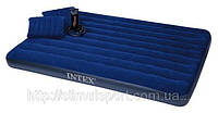 Двуспальный надувной матрас Intex Downy Royal Intex 68765 + ручной насос и 2 подушки (152х203х 22 см.)